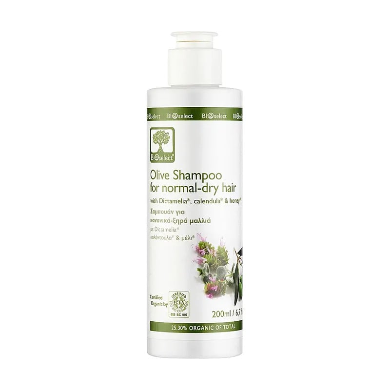 Шампунь BIOselect Olive Shampoo для нормального та сухого волосся, з диктамелією, календулой та медом, 200 мл